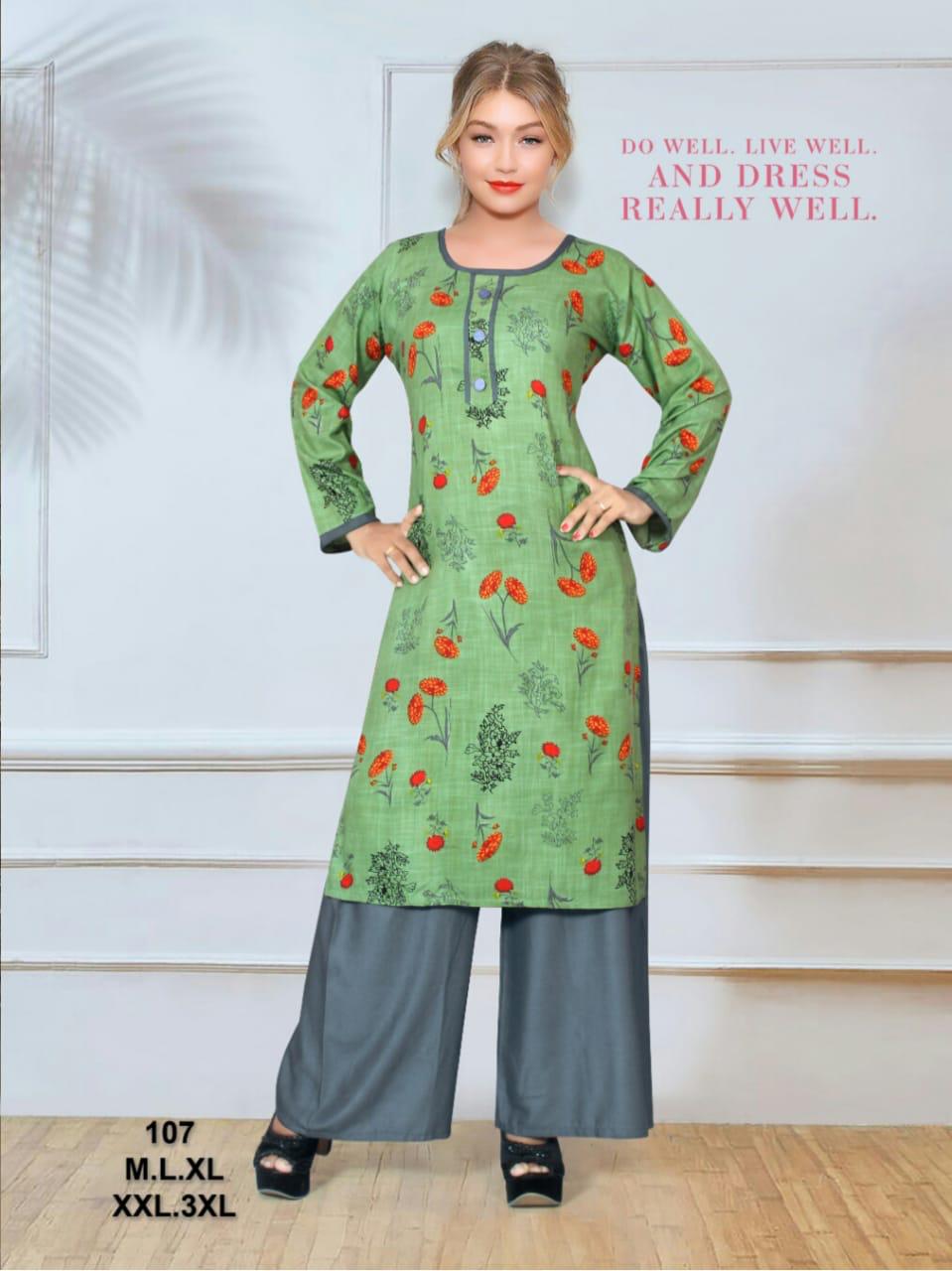 Ft Presents Plazo Zone 3 Collection Of Rayon Slub Printed Kurti With Plazo