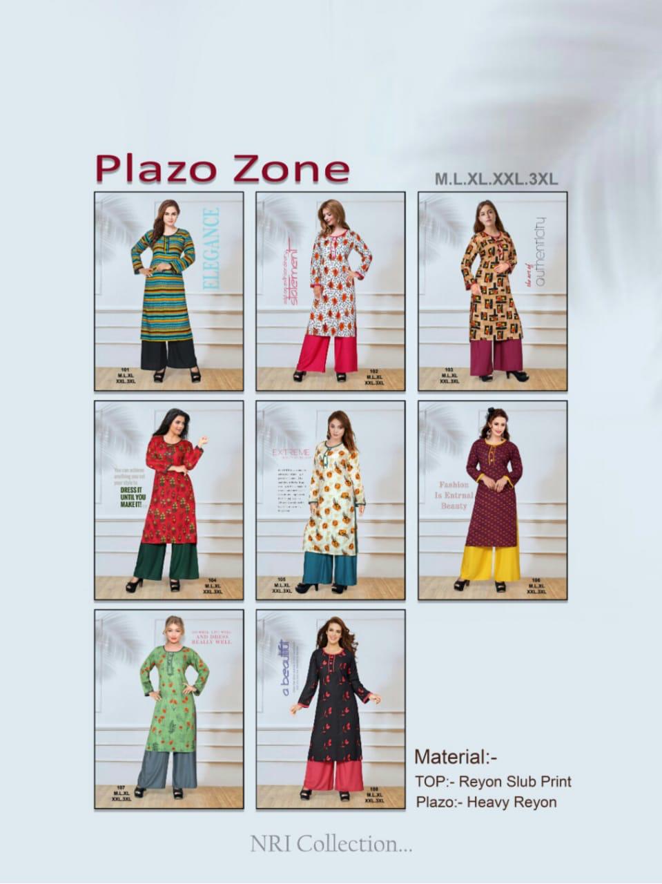 Ft Presents Plazo Zone 3 Collection Of Rayon Slub Printed Kurti With Plazo