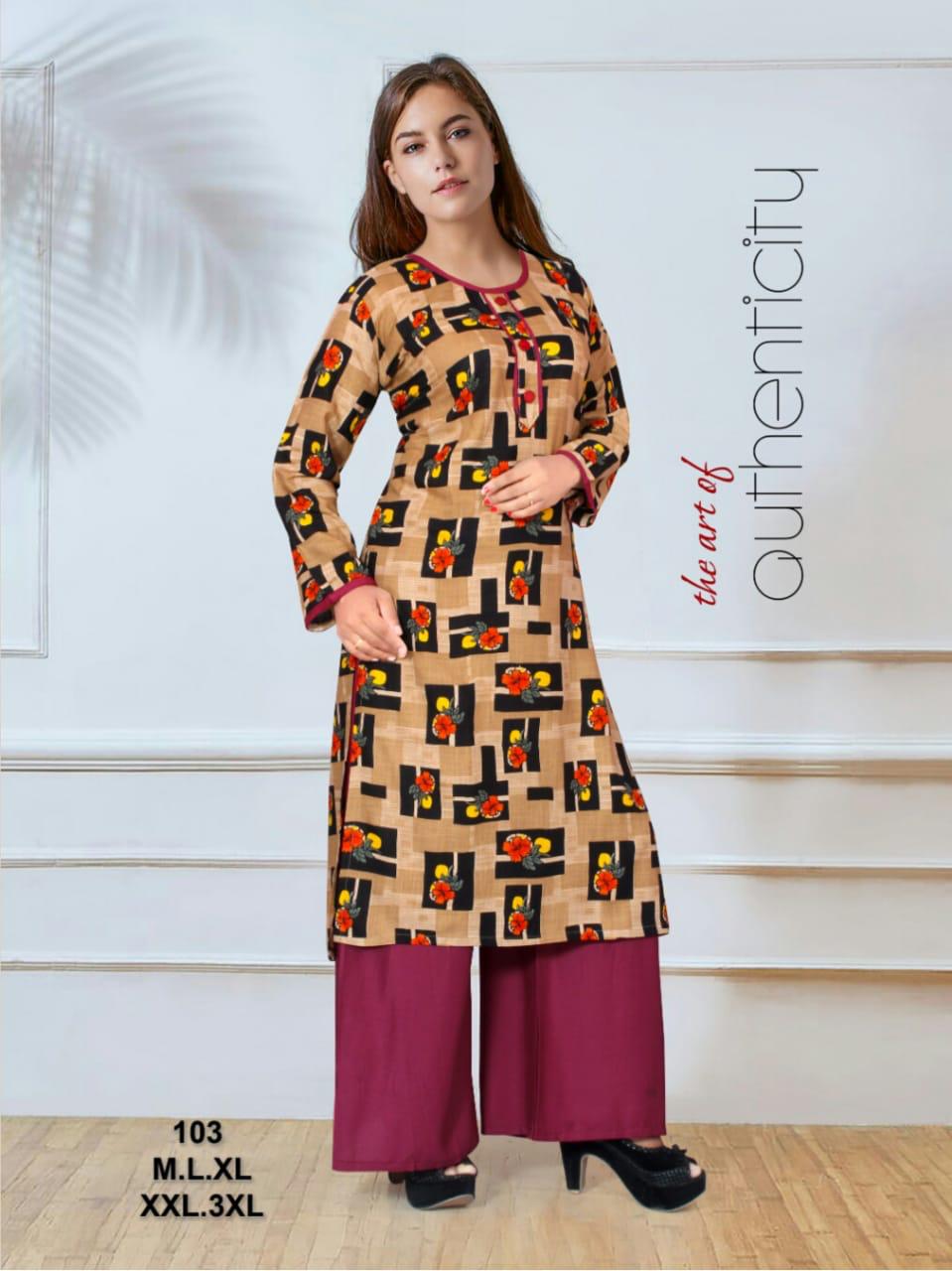 Ft Presents Plazo Zone 3 Collection Of Rayon Slub Printed Kurti With Plazo