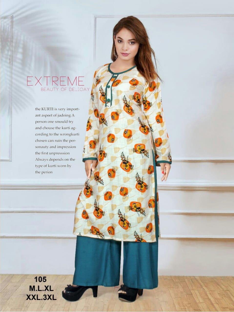 Ft Presents Plazo Zone 3 Collection Of Rayon Slub Printed Kurti With Plazo