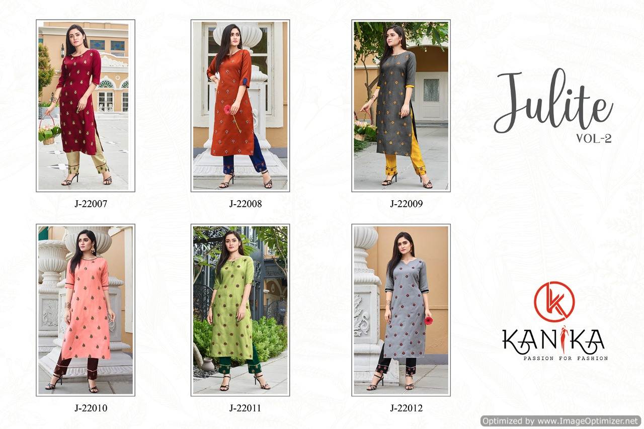 Kanika  Presents Julite Vol 2 Designer  Kurti With Bottom
