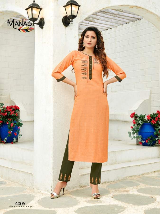 Manas Presents  Belle  Designer Kurti With Bottom Collection
