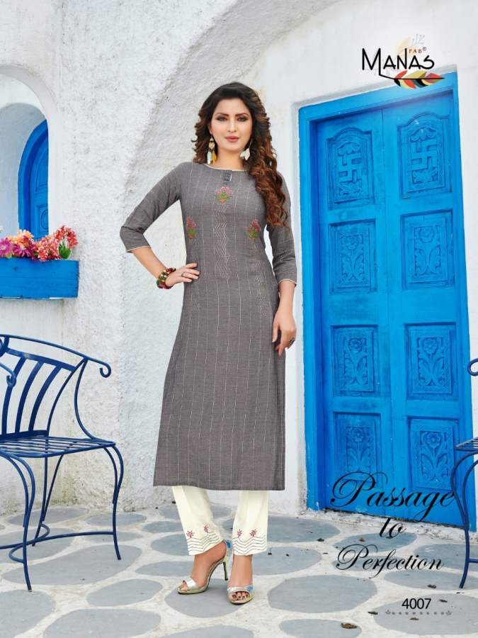 Manas Presents  Belle  Designer Kurti With Bottom Collection