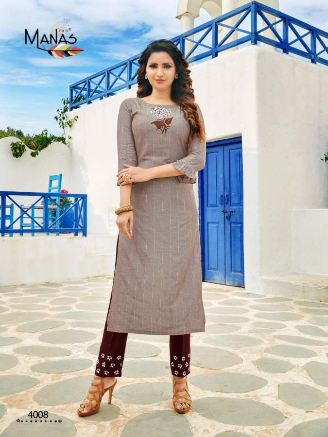 Manas Presents  Belle  Designer Kurti With Bottom Collection