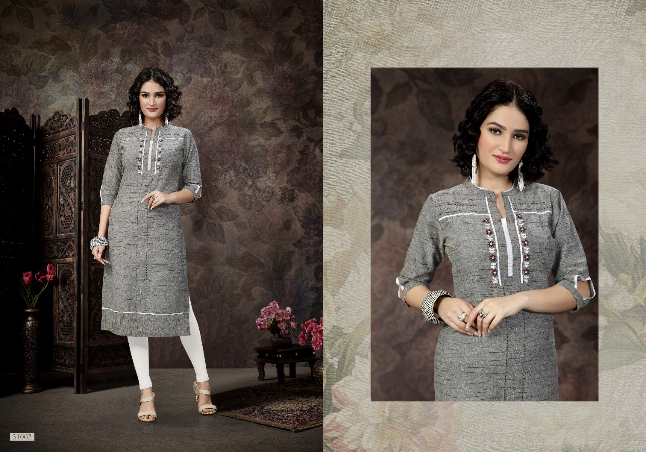 Solid Women Kurtas | Rayon Kurtas at Soch - Grey Rayon Embroidered Kurta