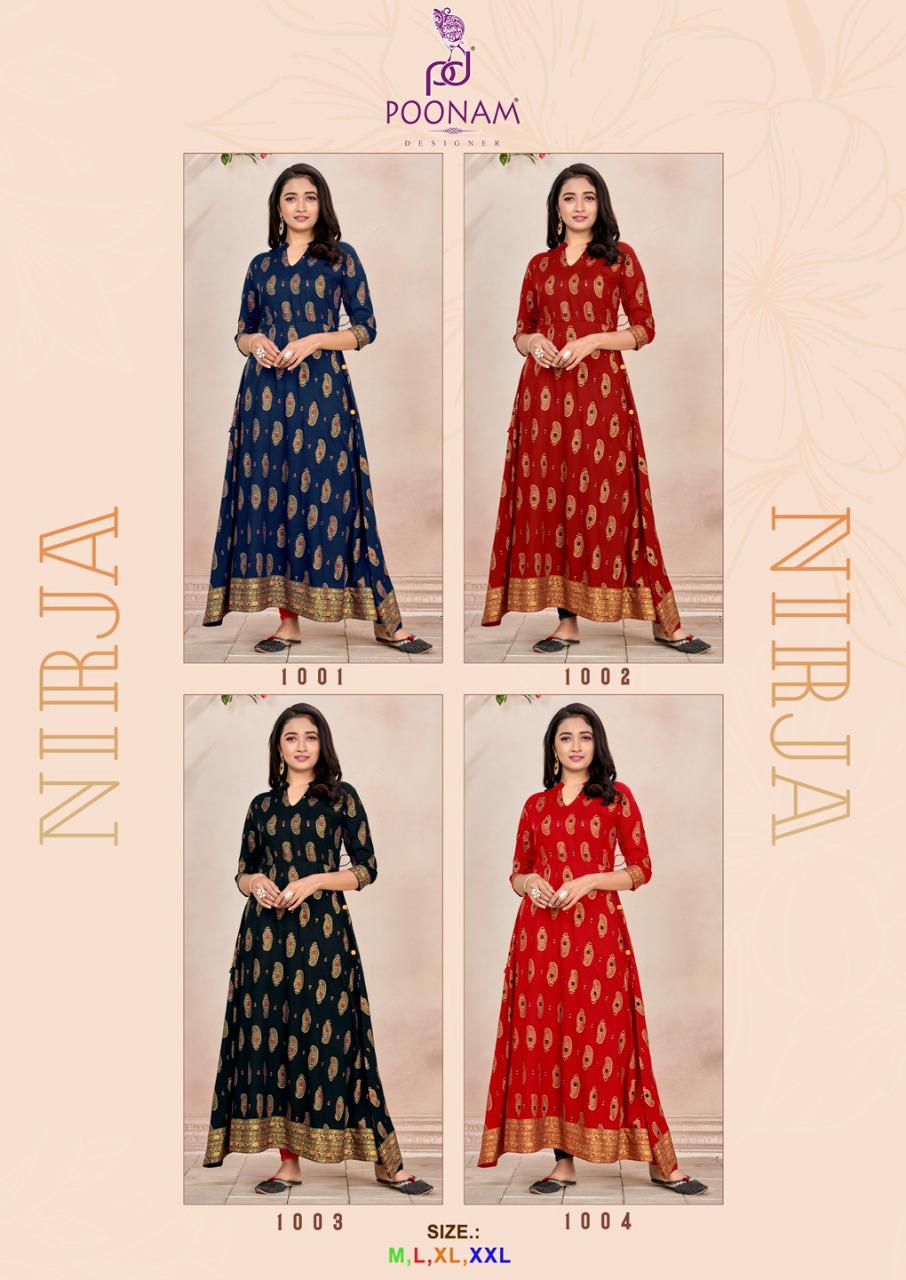 Poonam Presents Nirja Long Gown Kurti Collection