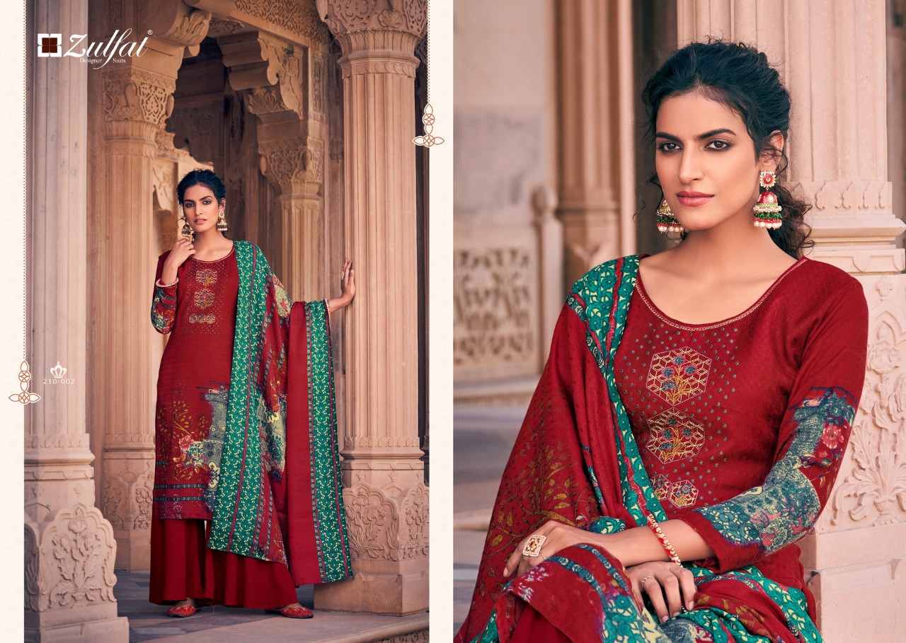 Zulfat  Presents Olive Designer Dress Material