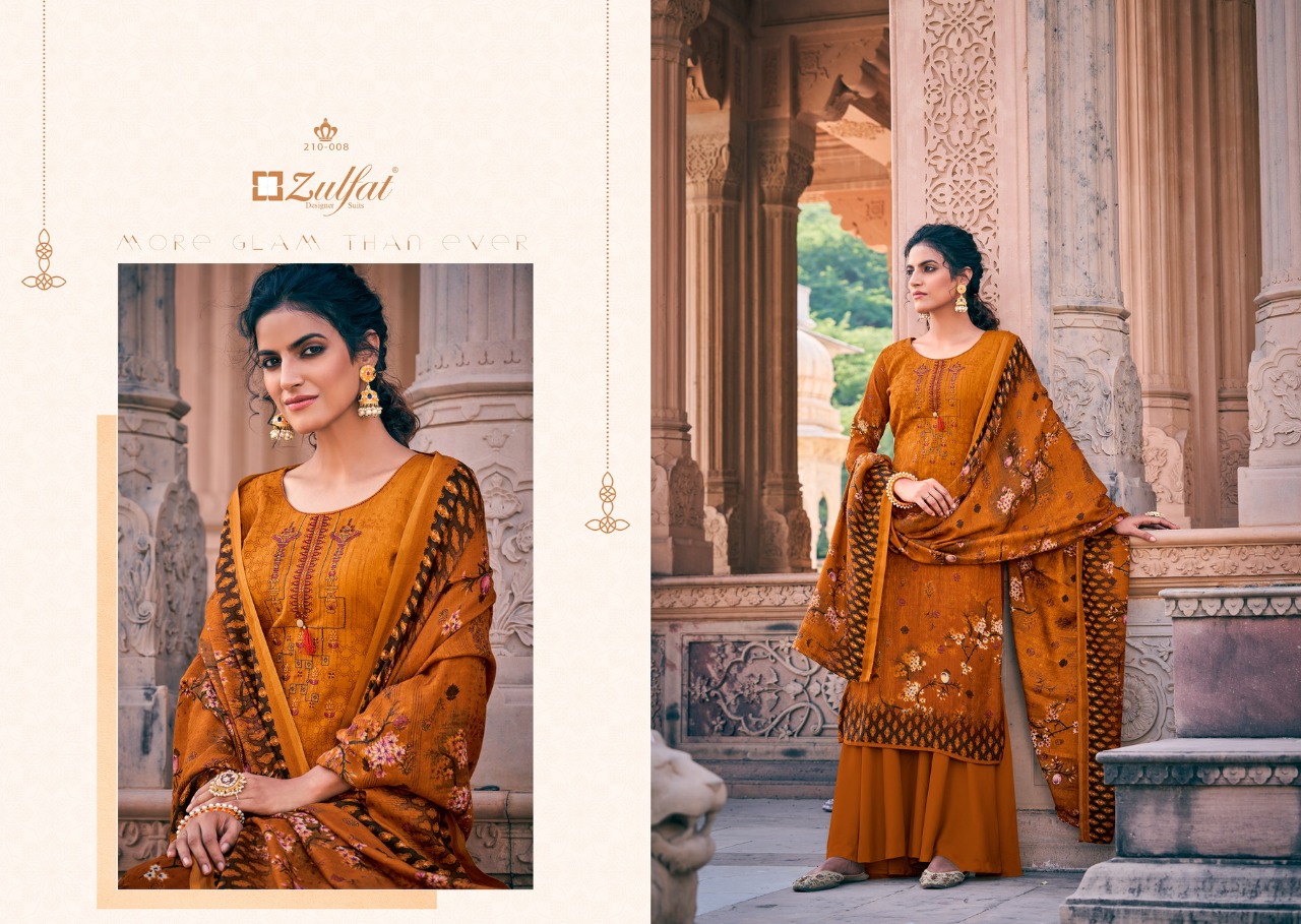 Zulfat  Presents Olive Designer Dress Material