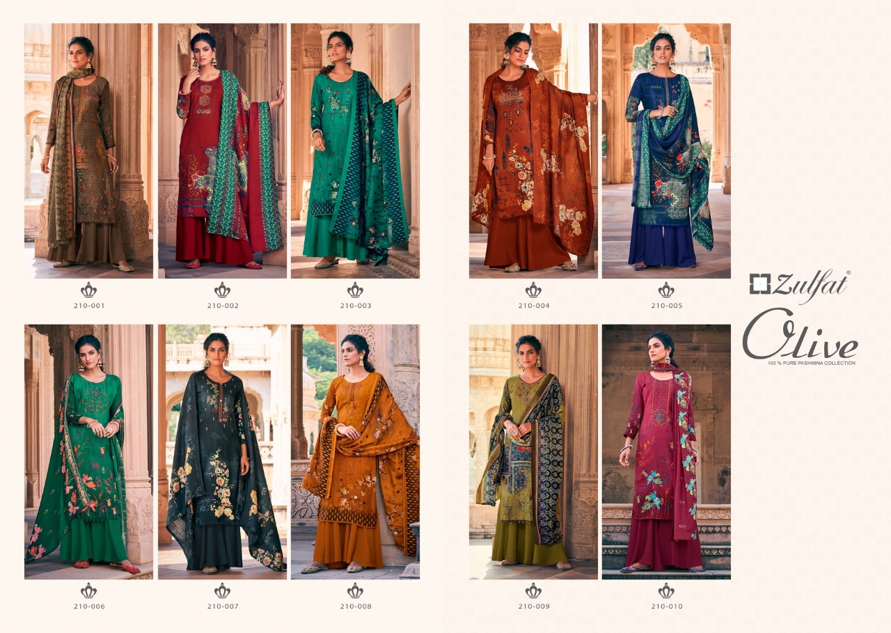 Zulfat  Presents Olive Designer Dress Material