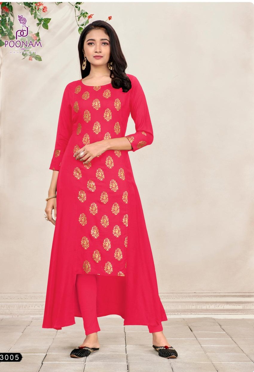 Poonam Presents Hirva Designer  Kurti Collection