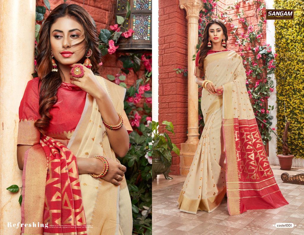 Sangam Presents Kochi Handloom Cotton Designer Saree