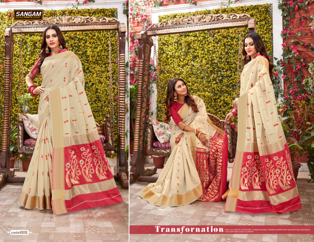 Sangam Presents Kochi Handloom Cotton Designer Saree
