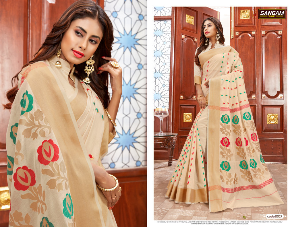 Sangam Presents Kochi Handloom Cotton Designer Saree