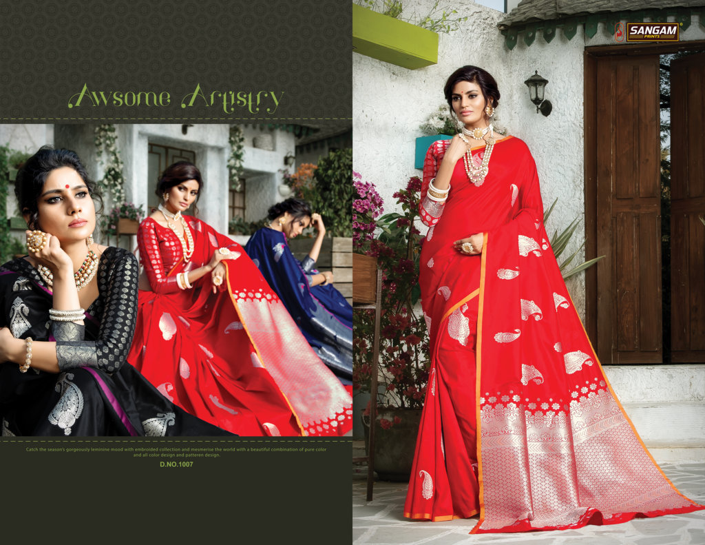 Sangam Presents Mexico Paper Silk Sarees