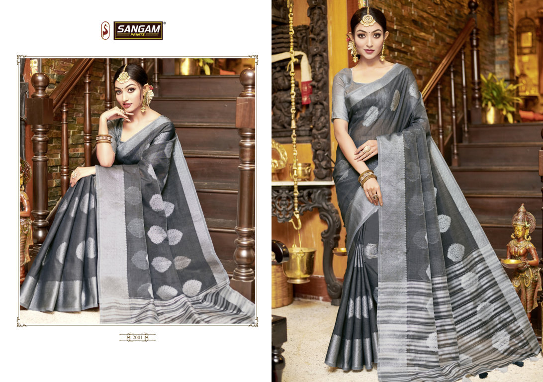 Sangam Presents Blueberry Linen Sarees Collection