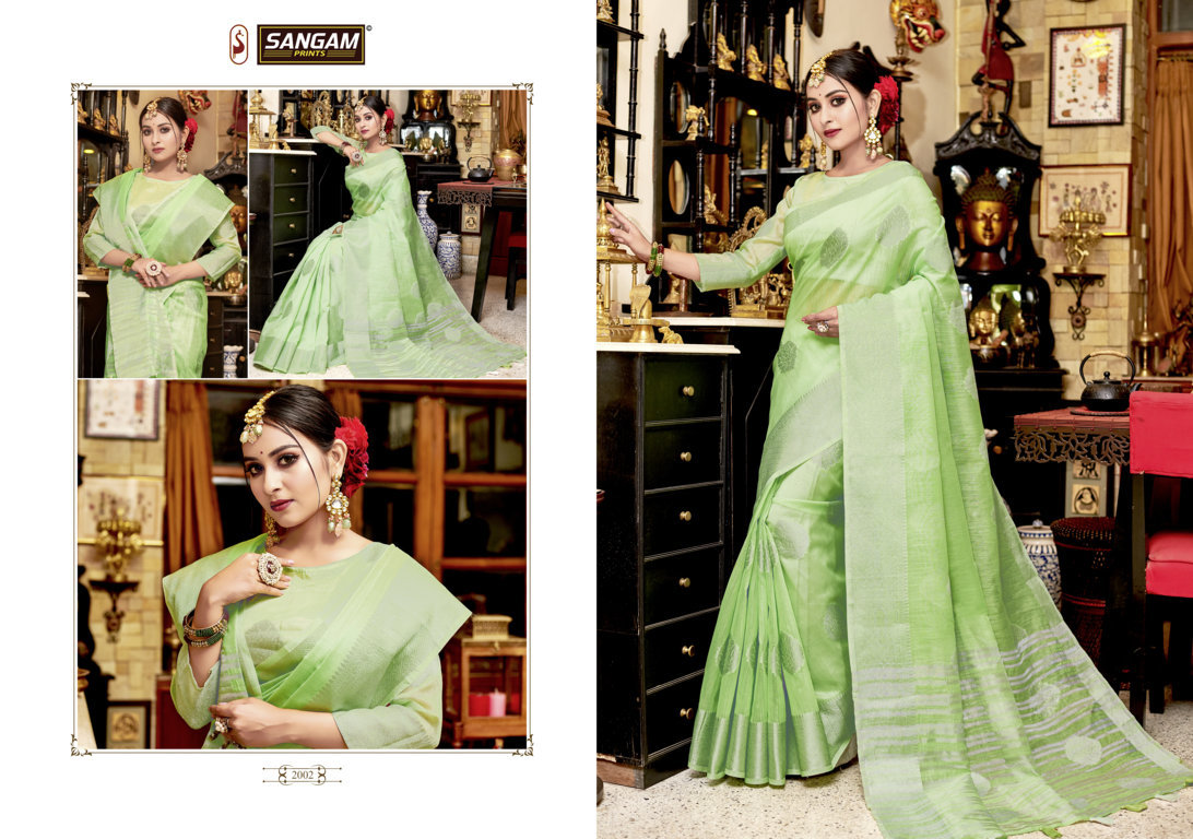Sangam Presents Blueberry Linen Sarees Collection
