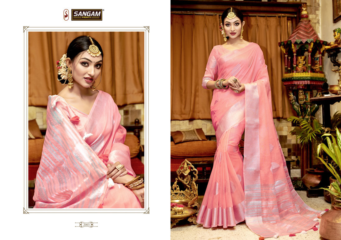 Sangam Presents Blueberry Linen Sarees Collection
