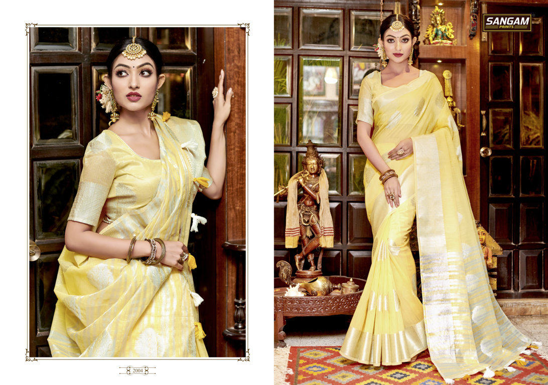 Sangam Presents Blueberry Linen Sarees Collection