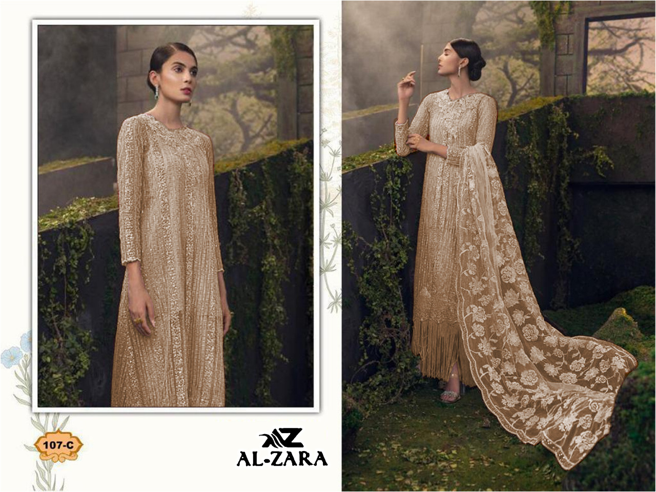 Al Presents  Zara Sana Safinaz Gold Karachi Dress Material Collection