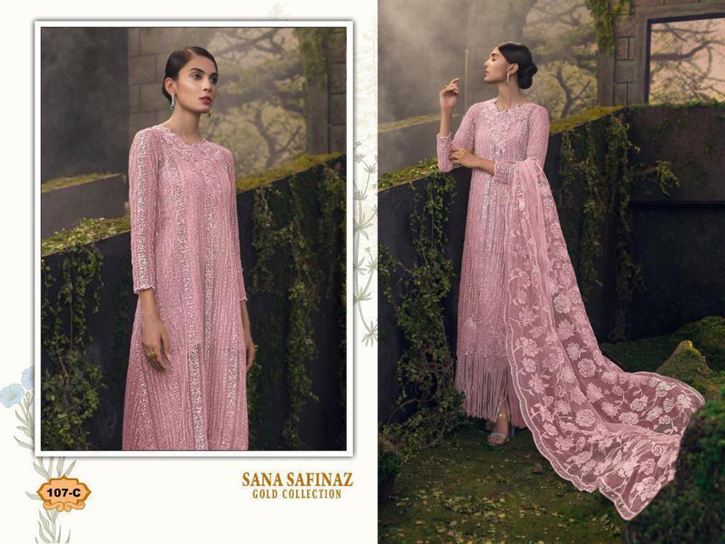 Al Presents  Zara Sana Safinaz Gold Karachi Dress Material Collection