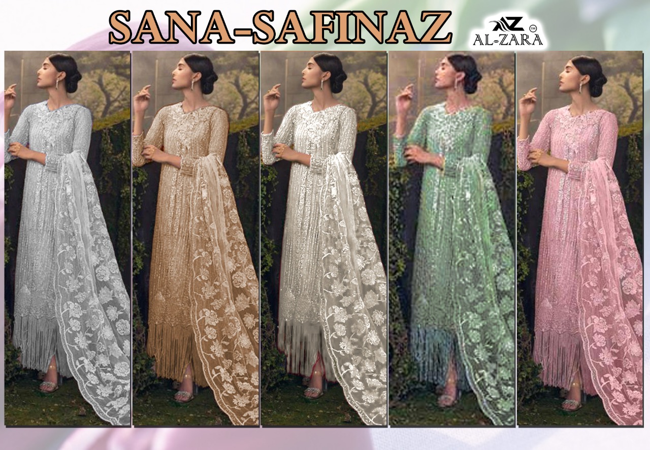 Al Presents  Zara Sana Safinaz Gold Karachi Dress Material Collection