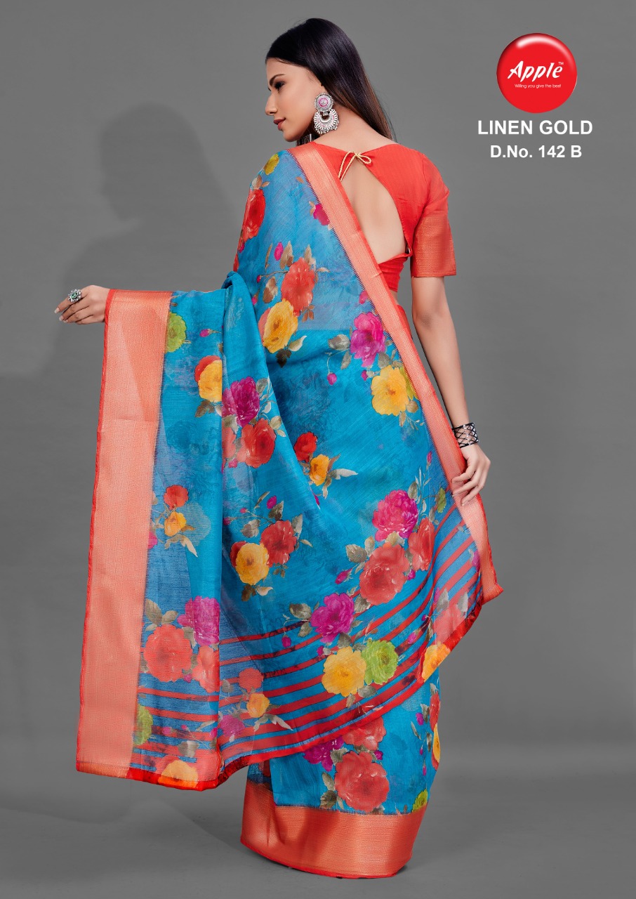 Apple Presents  Linen Gold  Vol 142  Printed Sarees Collection