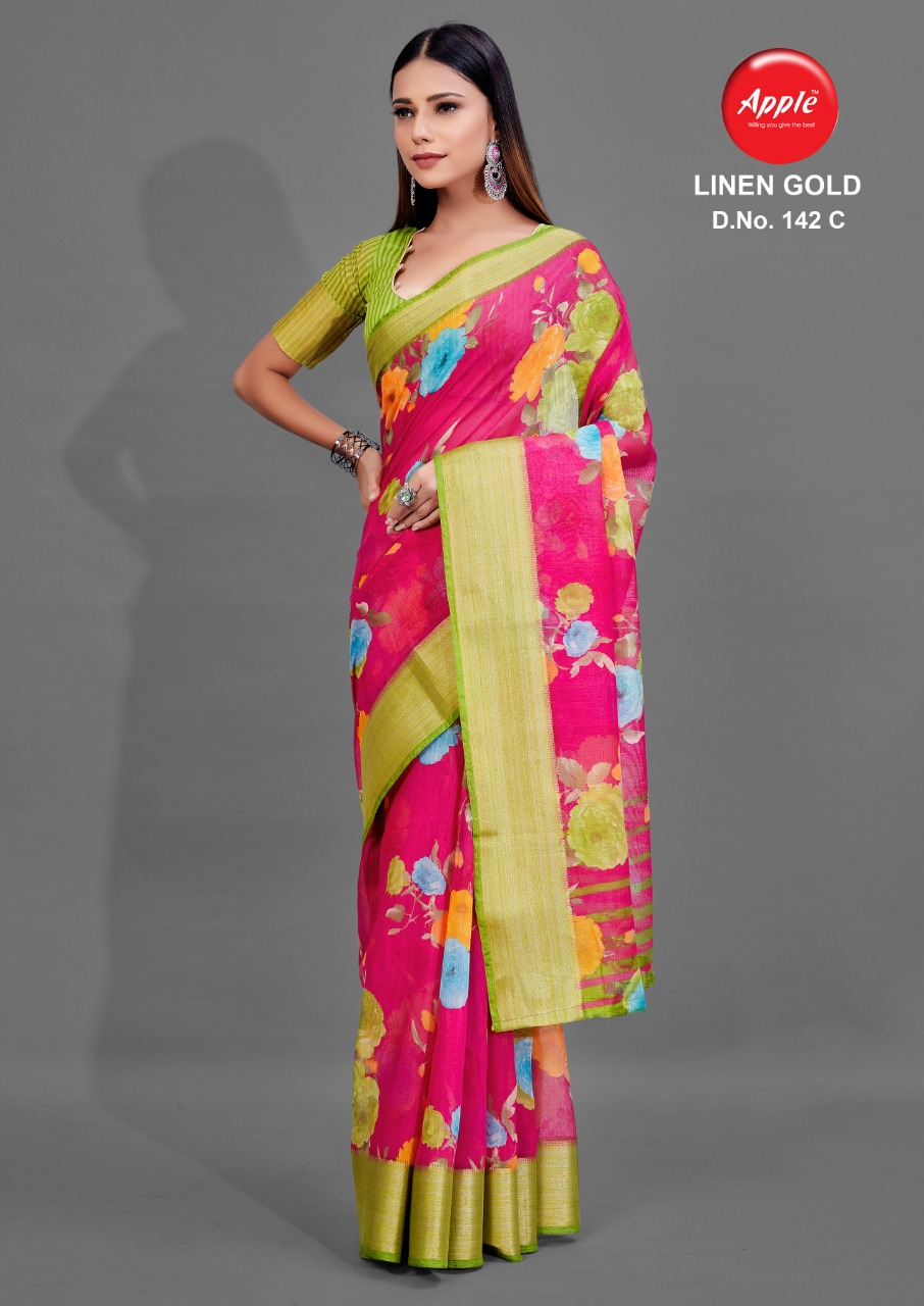 Apple Presents  Linen Gold  Vol 142  Printed Sarees Collection