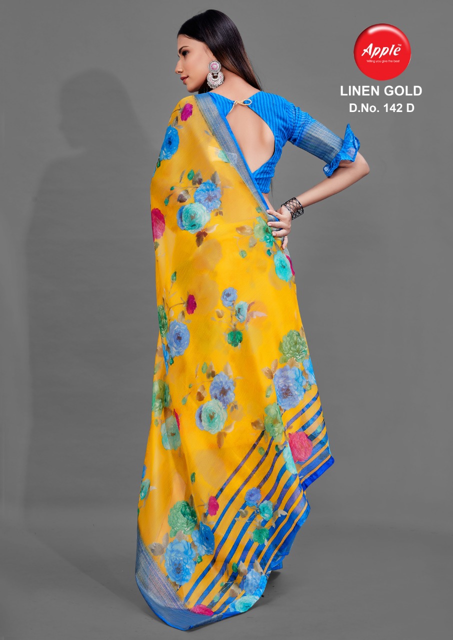 Apple Presents  Linen Gold  Vol 142  Printed Sarees Collection