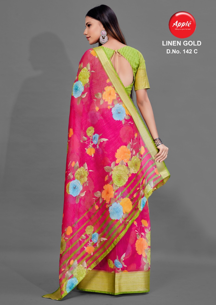 Apple Presents  Linen Gold  Vol 142  Printed Sarees Collection