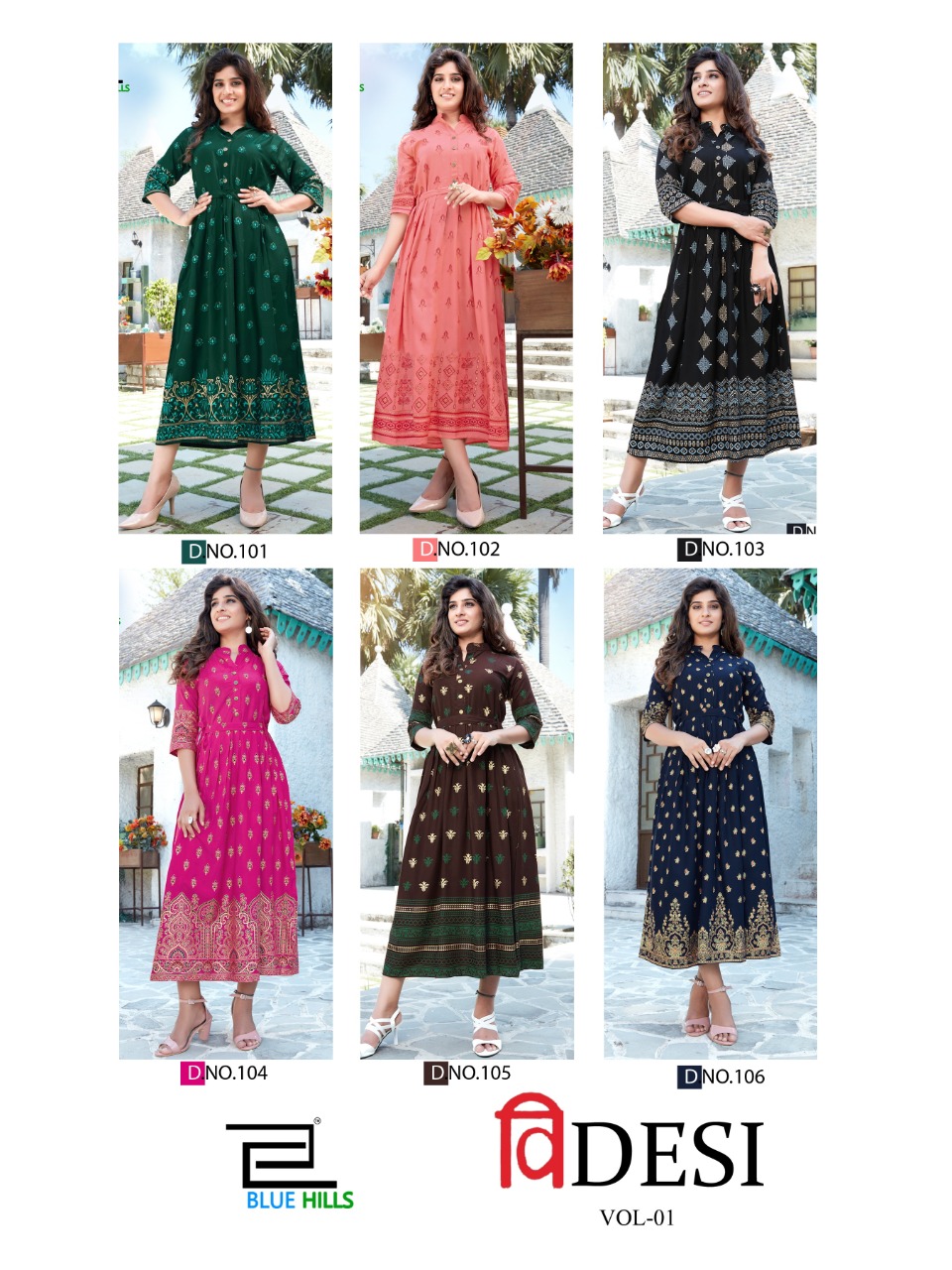 Blue Hills Presents  Videsi Vol 1  Long Kurti Collection