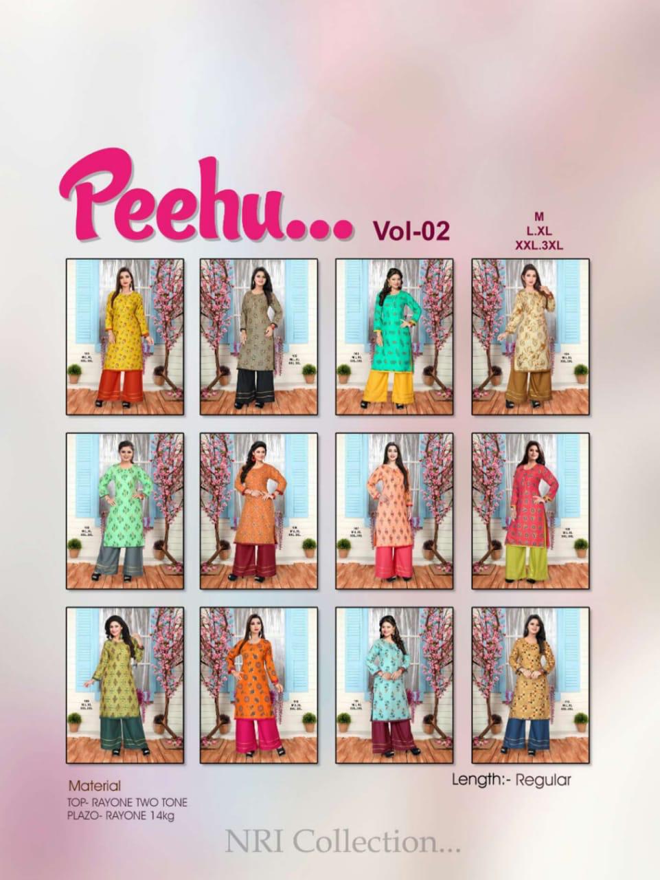 Ft Presents Peehu 2 Collection Of Heavy Rayon Classy Printed Kurti With Bottom