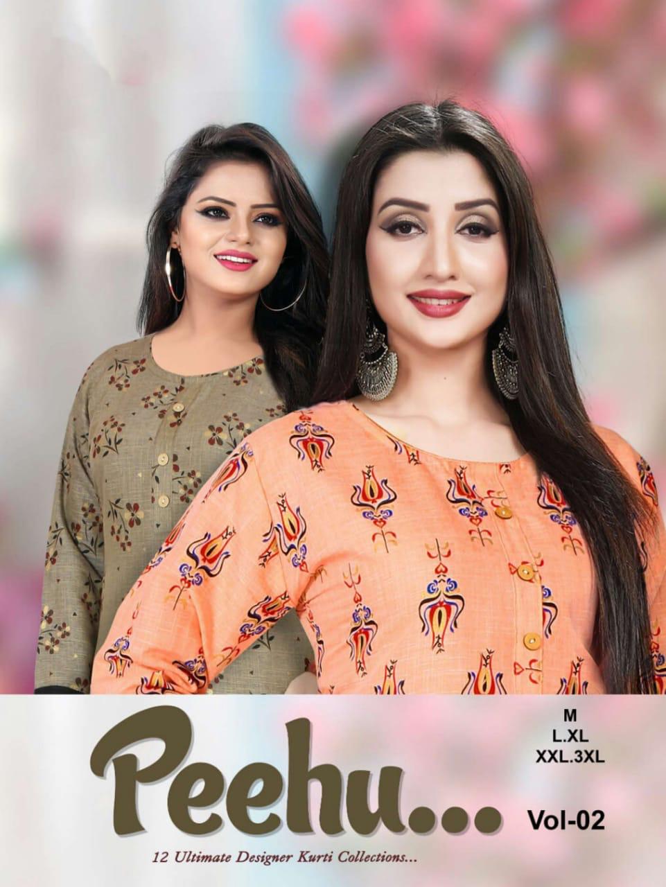 Ft Presents Peehu 2 Collection Of Heavy Rayon Classy Printed Kurti With Bottom