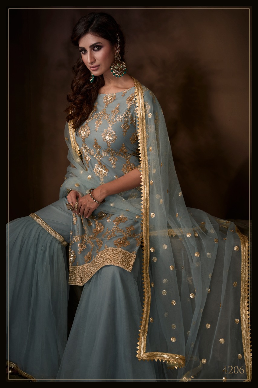 Grey Wedding Wear Salwar Suits Collection