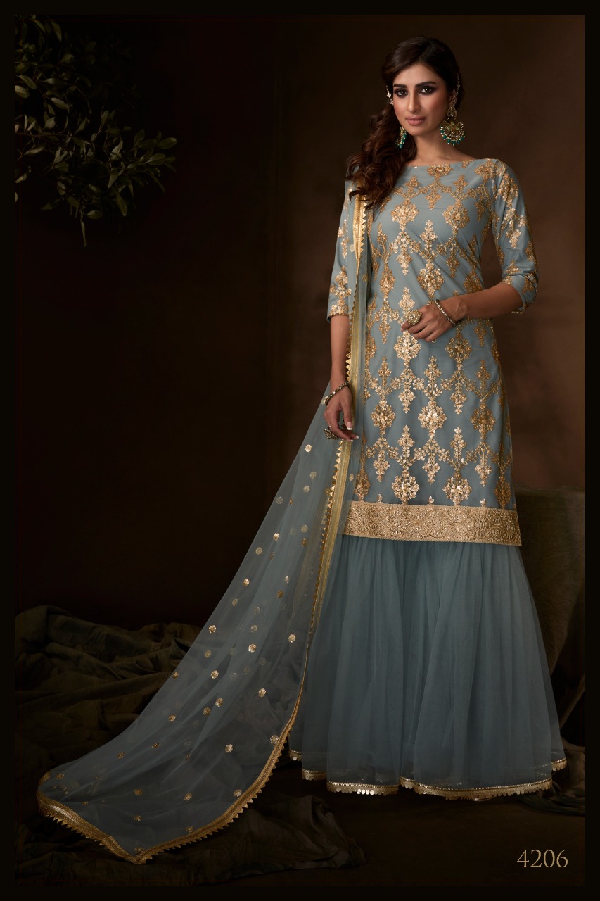 Grey Wedding Wear Salwar Suits Collection