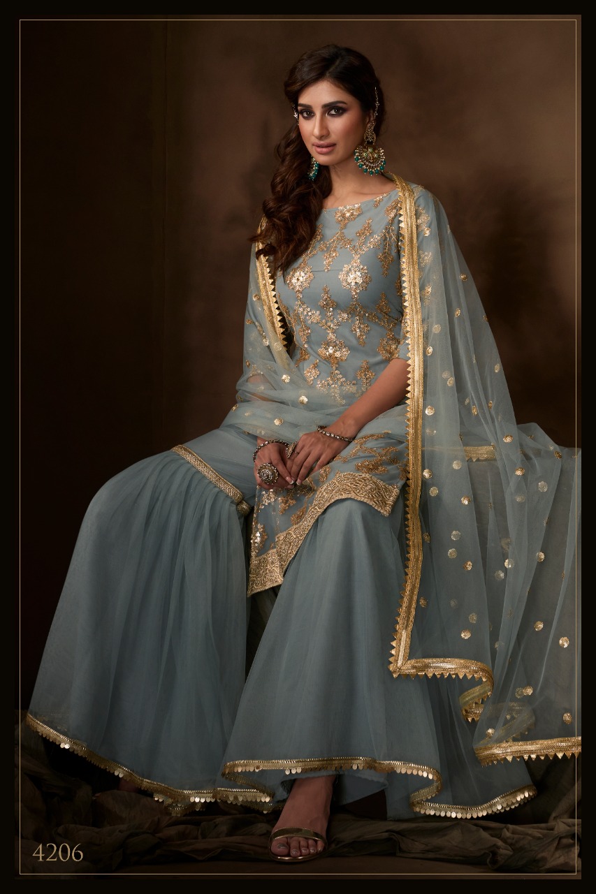 Grey Wedding Wear Salwar Suits Collection