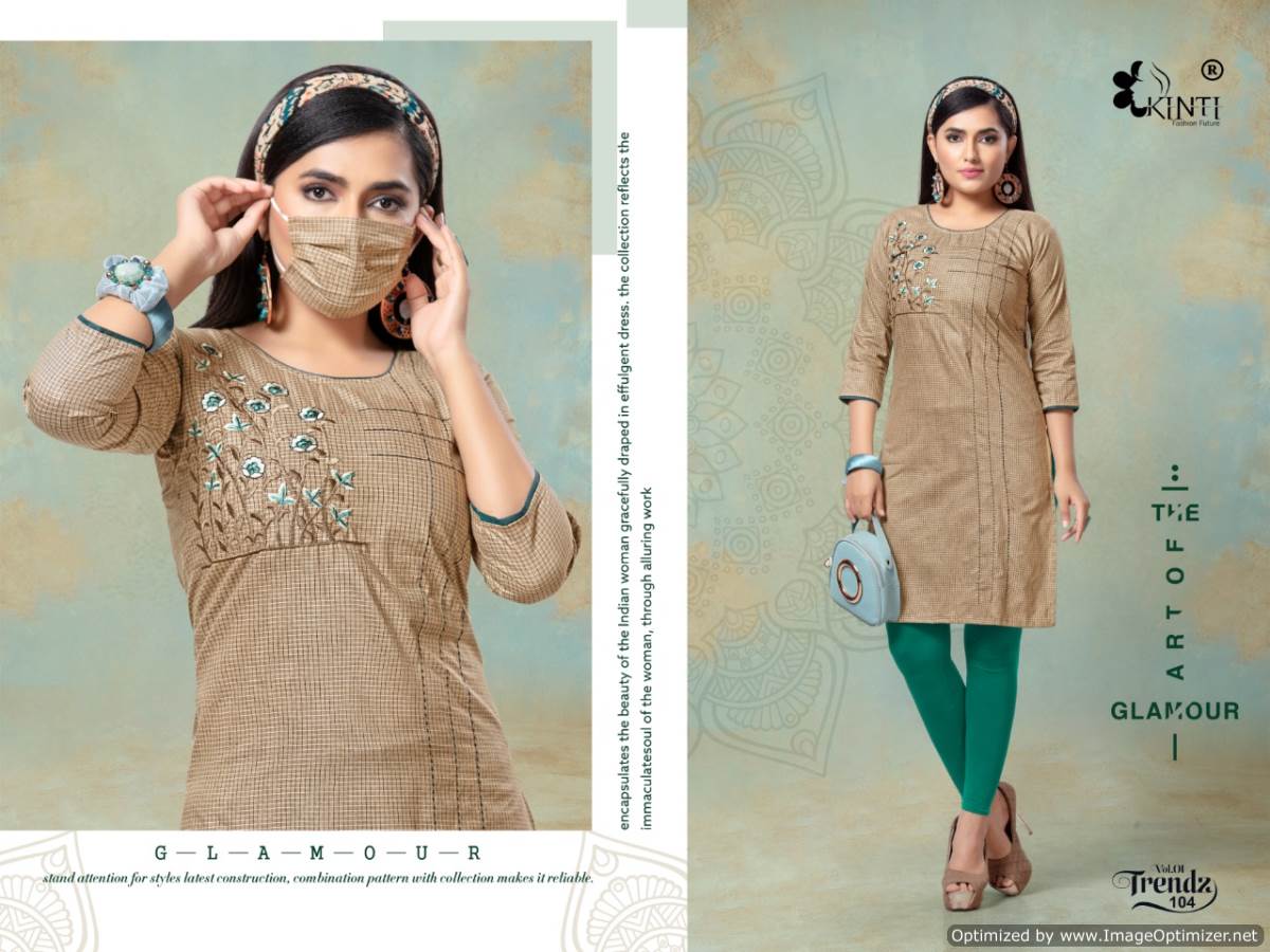Kinti Presents Trendz Collection Of Handloom Cotton Fancy Kurti With Mask