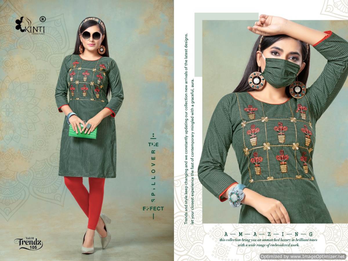 Kinti Presents Trendz Collection Of Handloom Cotton Fancy Kurti With Mask