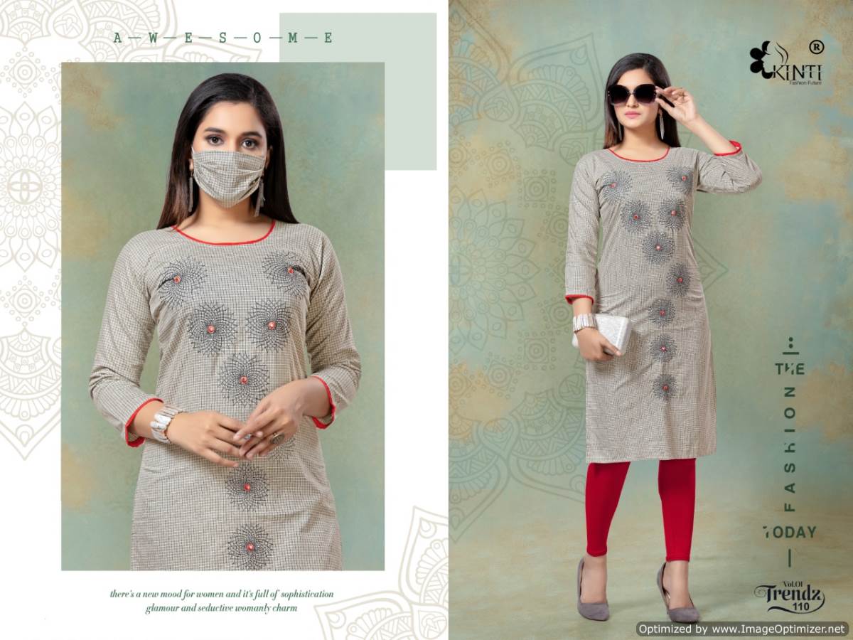 Kinti Presents Trendz Collection Of Handloom Cotton Fancy Kurti With Mask