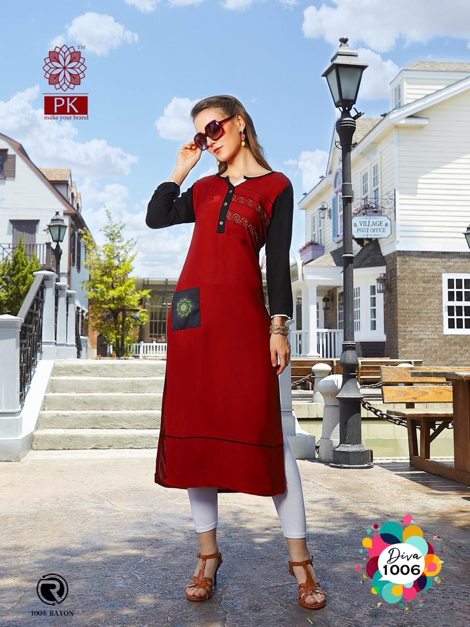 Pk Presents Fashion Diva 1 Collection Of Pure Heavy Rayon Designer Kurtis