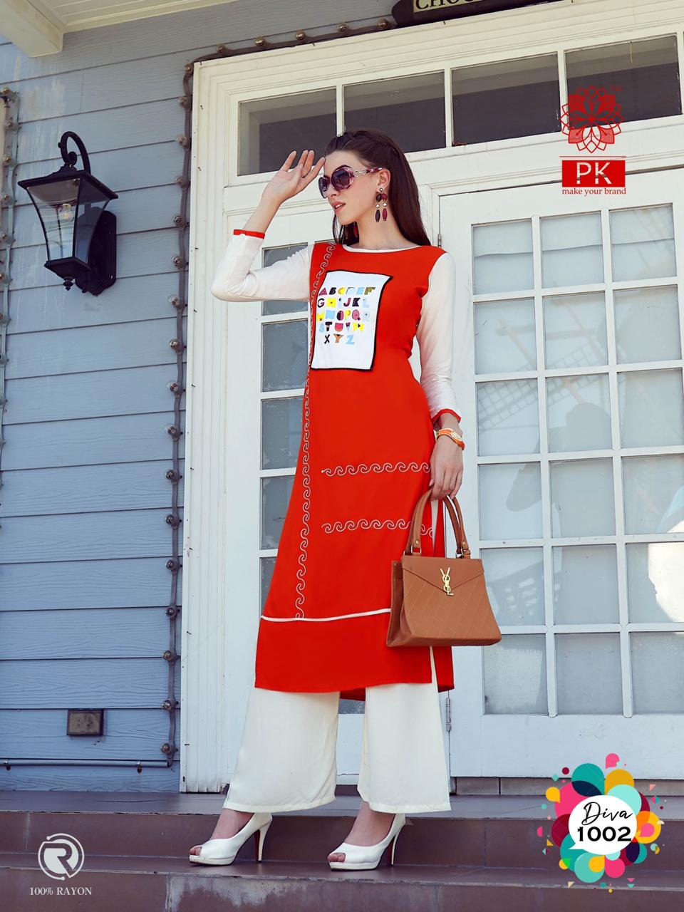 Pk Presents Fashion Diva 1 Collection Of Pure Heavy Rayon Designer Kurtis