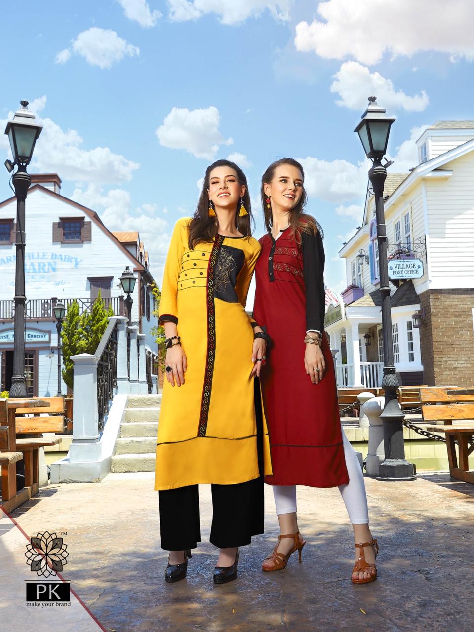 Pk Presents Fashion Diva 1 Collection Of Pure Heavy Rayon Designer Kurtis