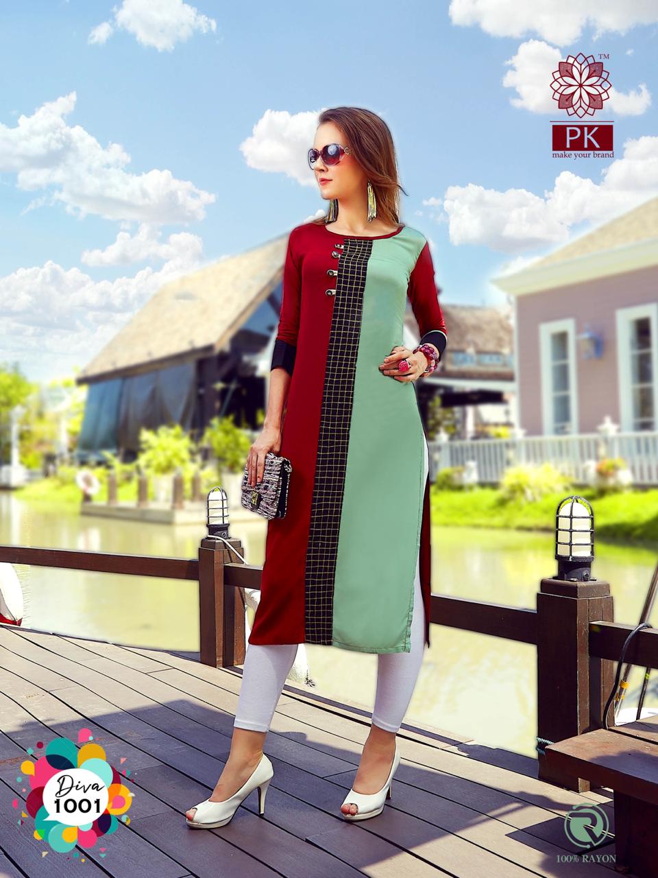 Pk Presents Fashion Diva 1 Collection Of Pure Heavy Rayon Designer Kurtis