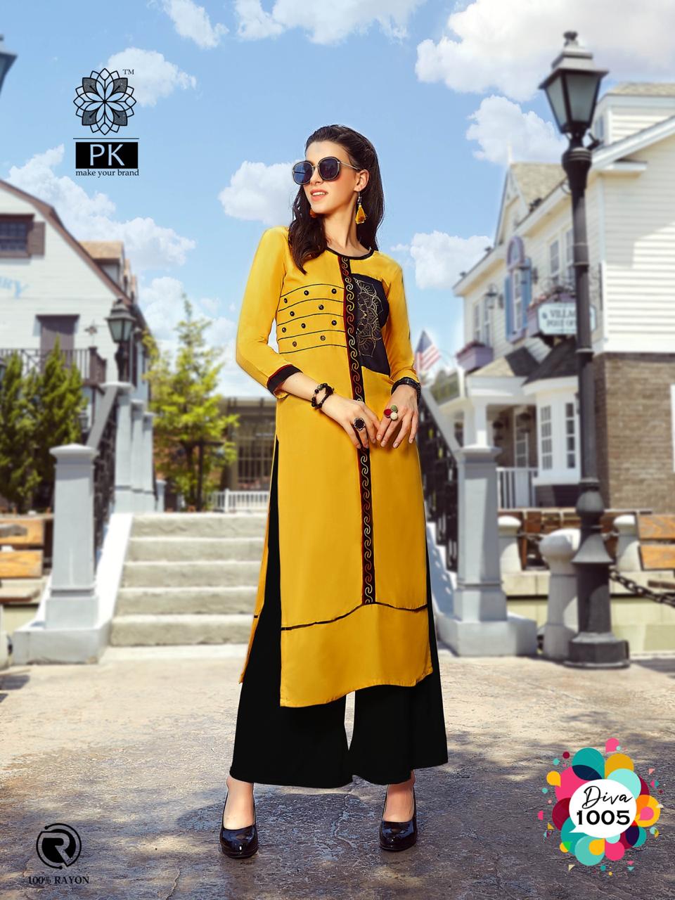 Pk Presents Fashion Diva 1 Collection Of Pure Heavy Rayon Designer Kurtis