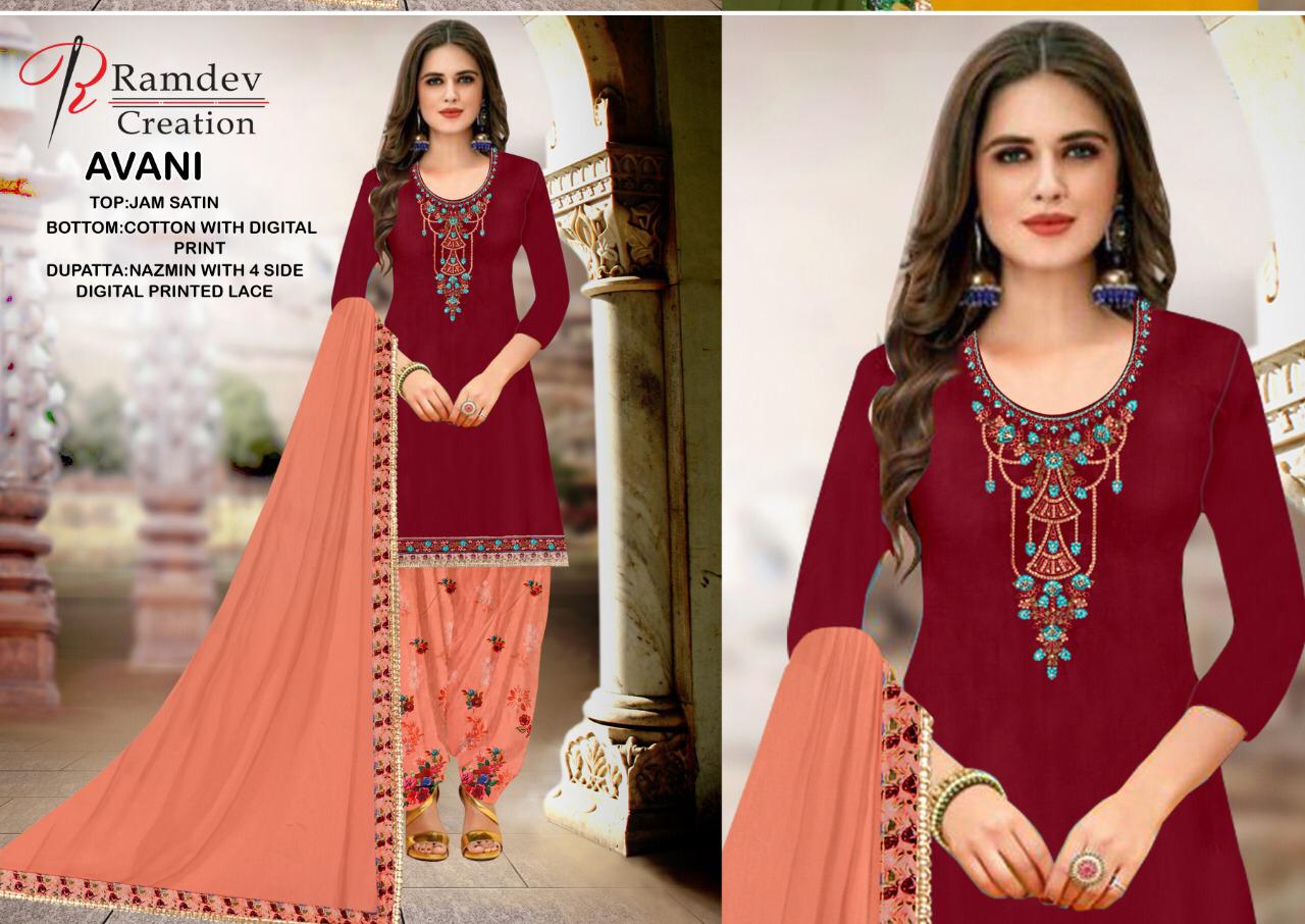 Ramdev Presents  Avani Patiyla Designer Dress Material