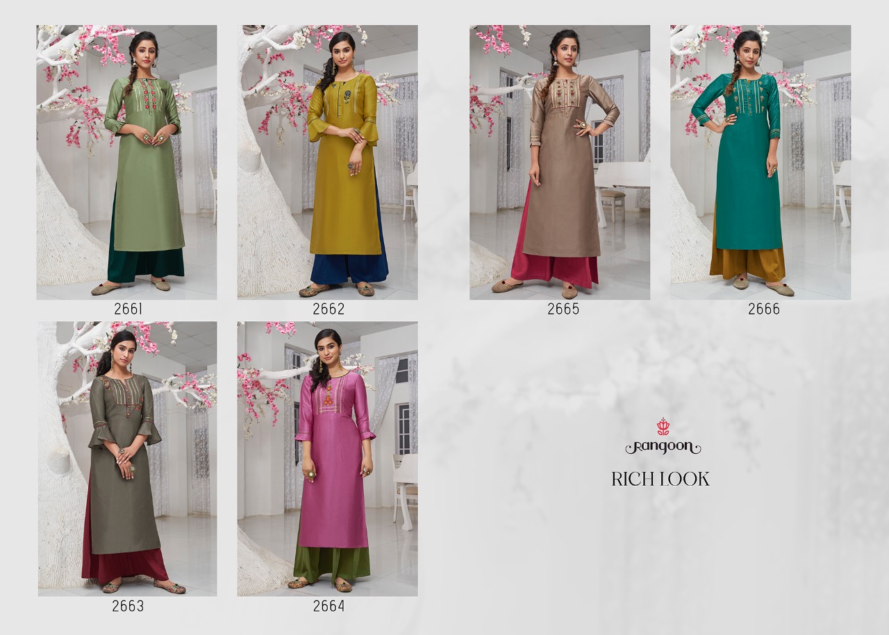 Rangoon  Presents Rich Look  Straight Wear Kurti With Bottom