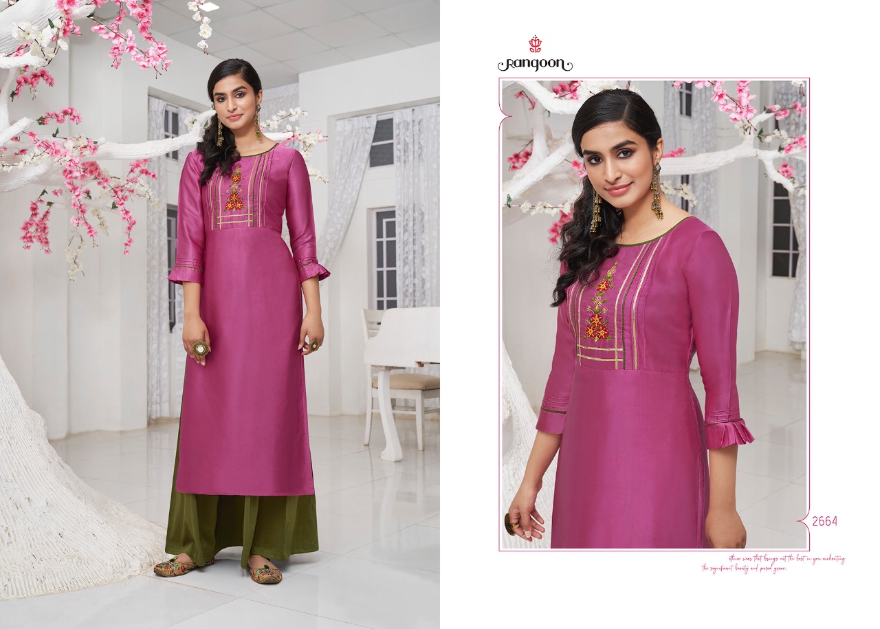 Rangoon  Presents Rich Look  Straight Wear Kurti With Bottom