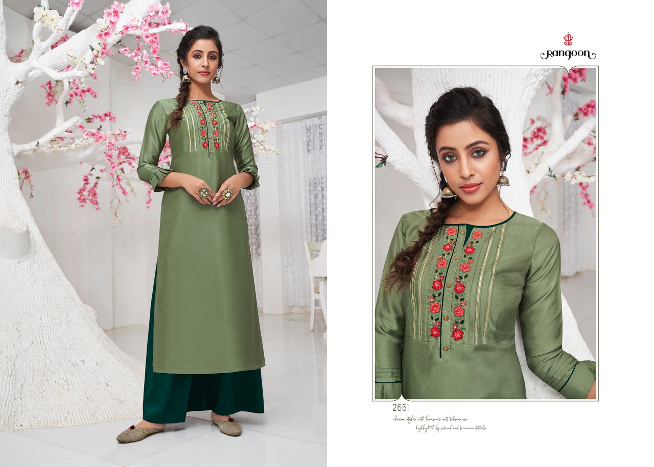 Rangoon  Presents Rich Look  Straight Wear Kurti With Bottom