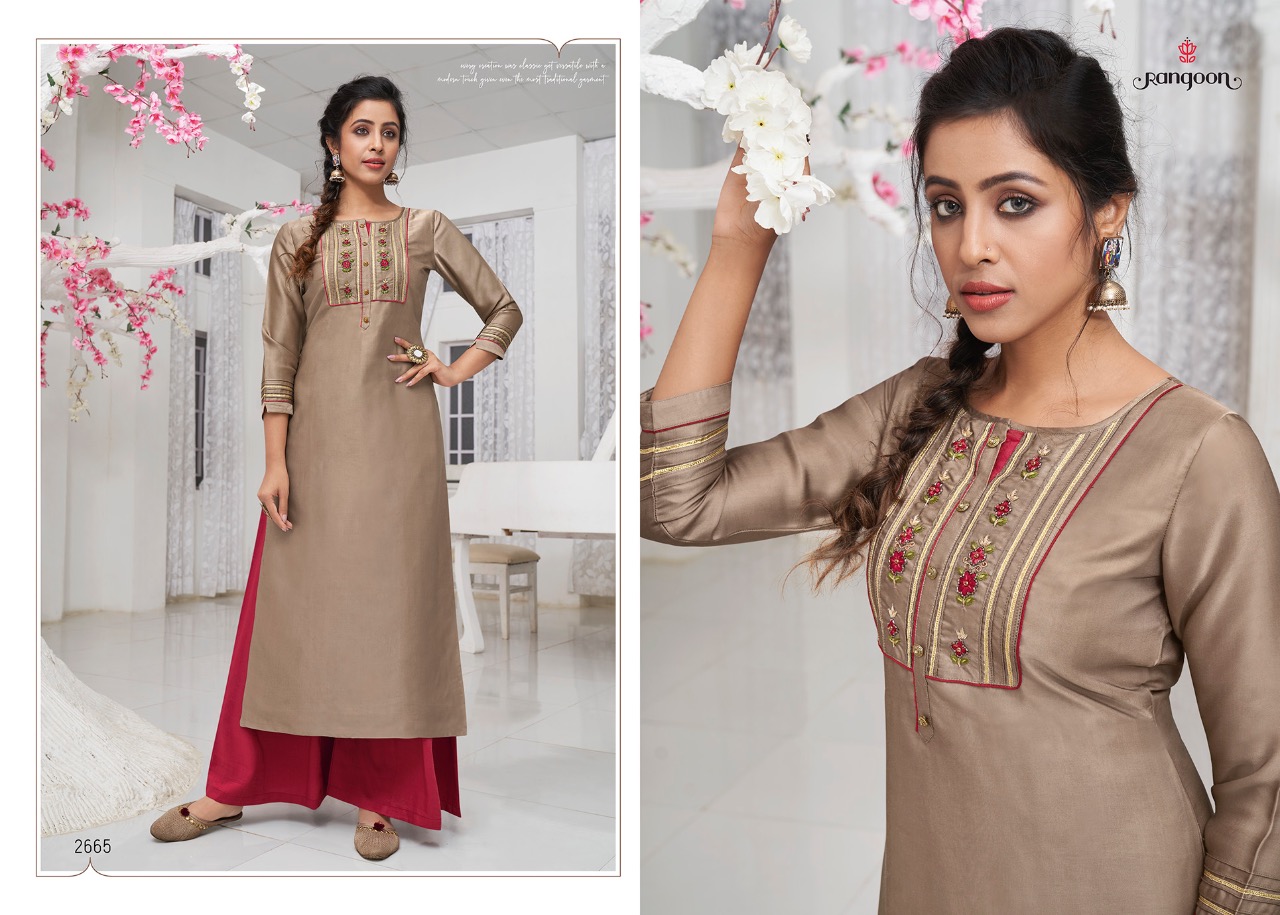 Rangoon  Presents Rich Look  Straight Wear Kurti With Bottom