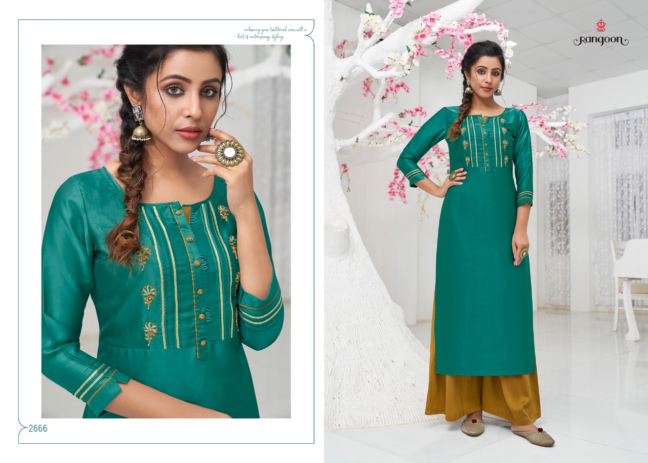 Rangoon  Presents Rich Look  Straight Wear Kurti With Bottom
