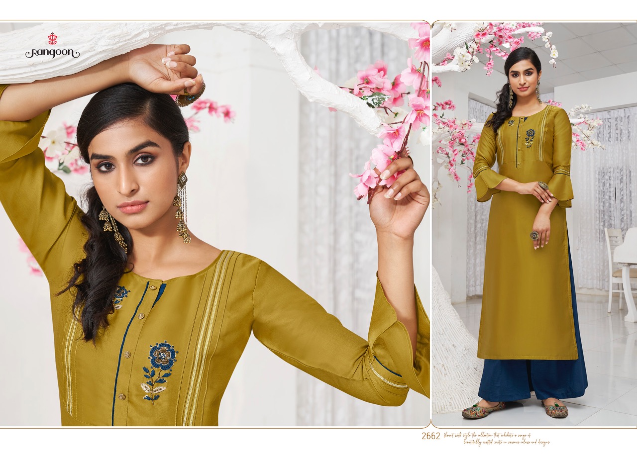 Rangoon  Presents Rich Look  Straight Wear Kurti With Bottom
